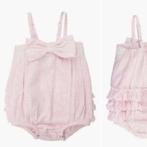 Ruffle Butts striped romper with bow 3-6 months